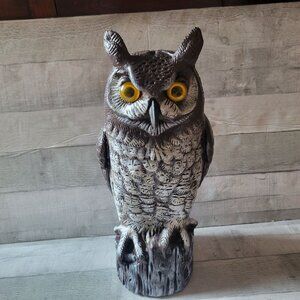 Vintage Dalen Products Owl Decoy Statue Brown/White 16" Tall Blow Mold